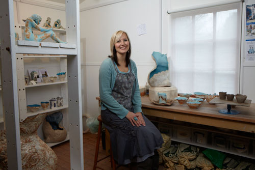 Faye Mayo in her Chaldon studio