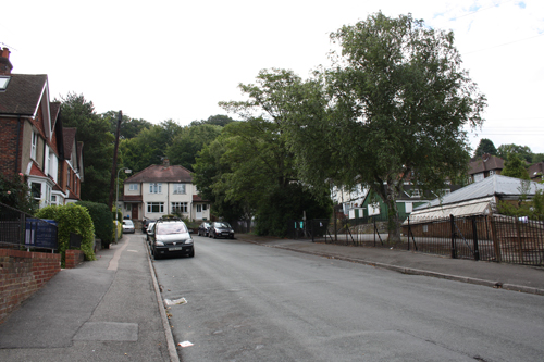 Beechwood Road in Caterham Valley showing the site of the proposed development on the right. Beechwood Road in Caterham Valley showing the site of the proposed development on the right.