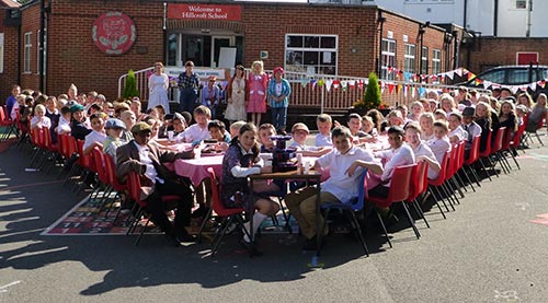 Hillcroft Primary School children recreating the VE Day celebrations of 1945.
