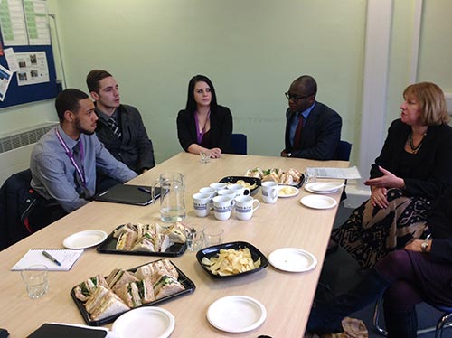 Sam Gyimah MP meets apprentices at Caterham Dene Hospital.