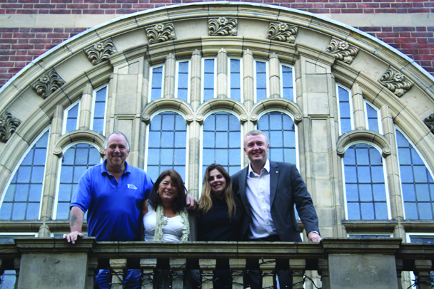Members of the new Board of Directors, from left: Andy Parr MBE, Beverley Connolly (Chairman), Lorena Oberg and Matthew Baker on the balcony of the Soper Hall.